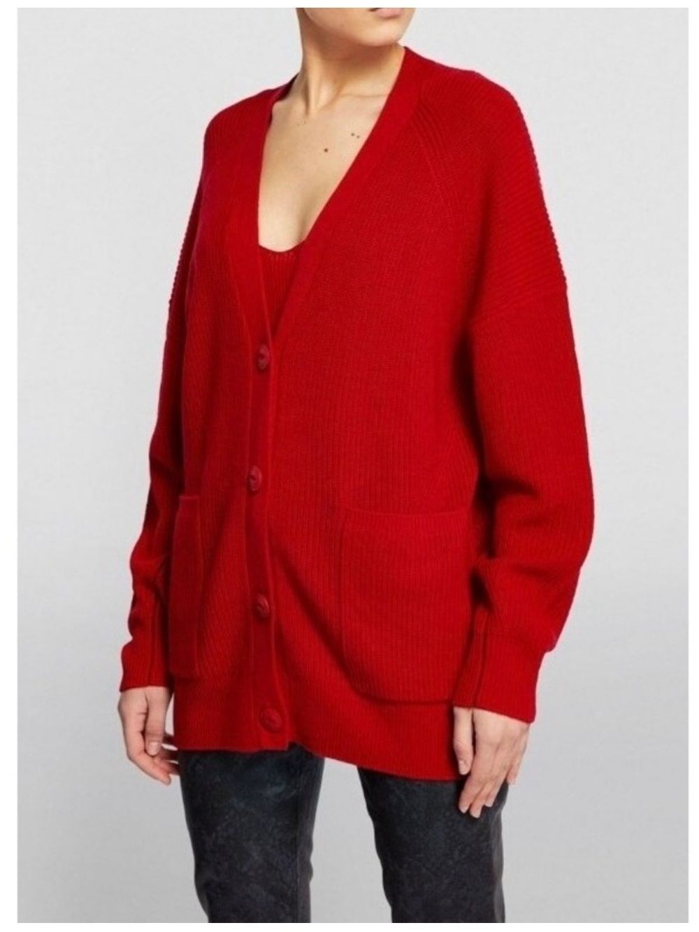Rag & Bone Women's Selah Wool Cardigan Sweater XS Red Button Front V-Neck